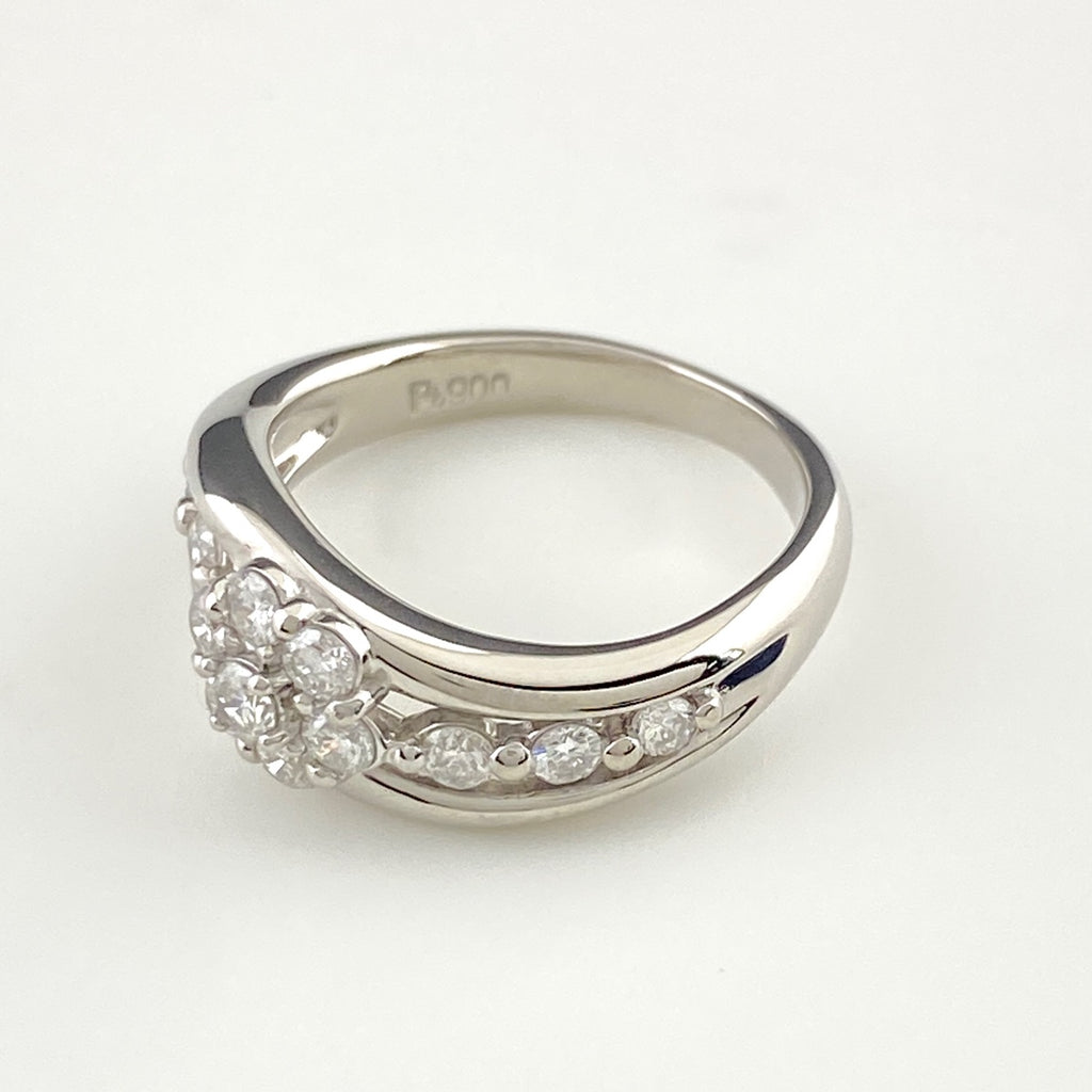 メレダイヤ デザインリング プラチナ 指輪 リング 8.5号 Pt900 ダイヤモンド レディース 【中古】nbjwl