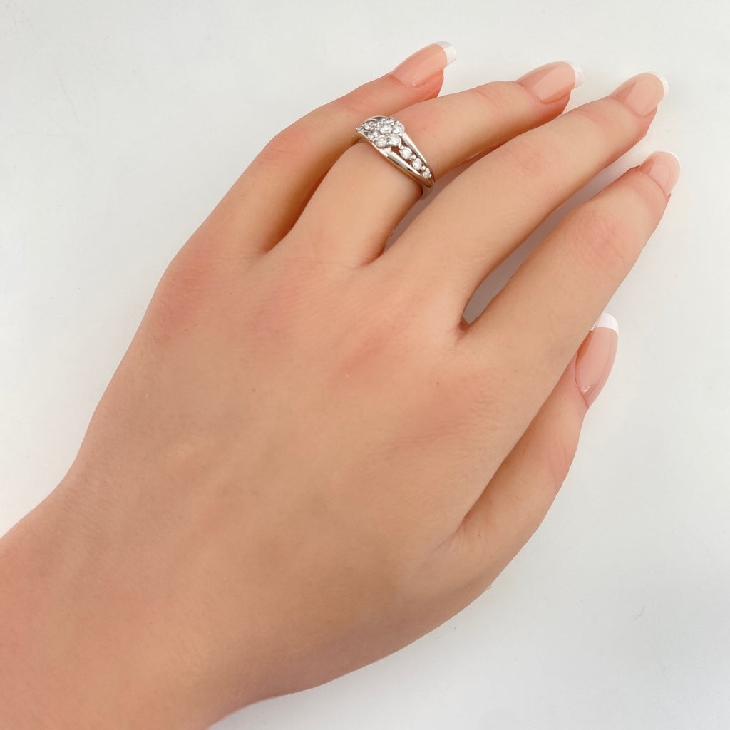 メレダイヤ デザインリング プラチナ 指輪 リング 8.5号 Pt900 ダイヤモンド レディース 【中古】nbjwl