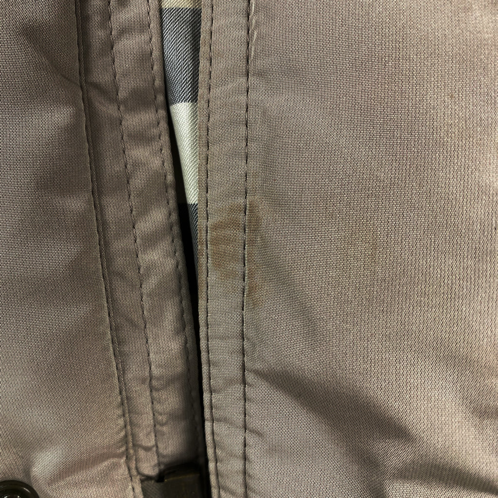 バーバリー フーディ ダウンコート ファー チェック アウター ダウンコート ベージュ レディース 【中古】brapp