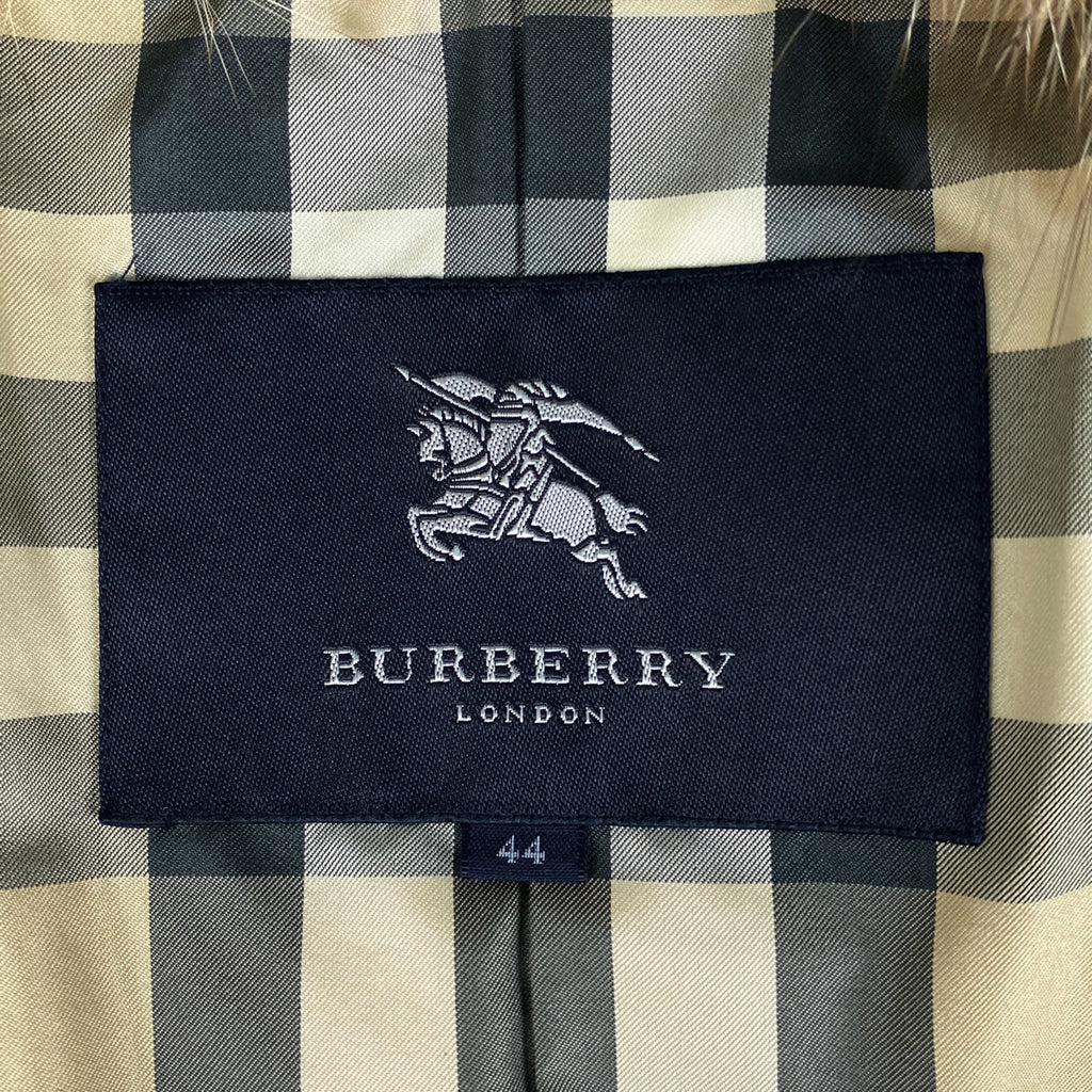 バーバリー フーディ ダウンコート ファー チェック アウター ダウンコート ベージュ レディース 【中古】brapp