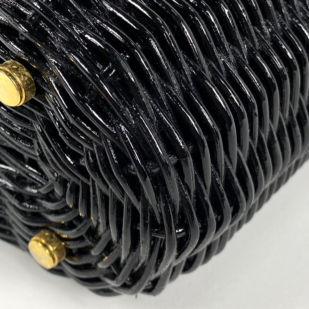 サルヴァトーレフェラガモ ガンチーニ ハンドバッグ かごバッグ 籐 ハンドバッグ ラタン ブラック 6174 レディース 【中古】brbag