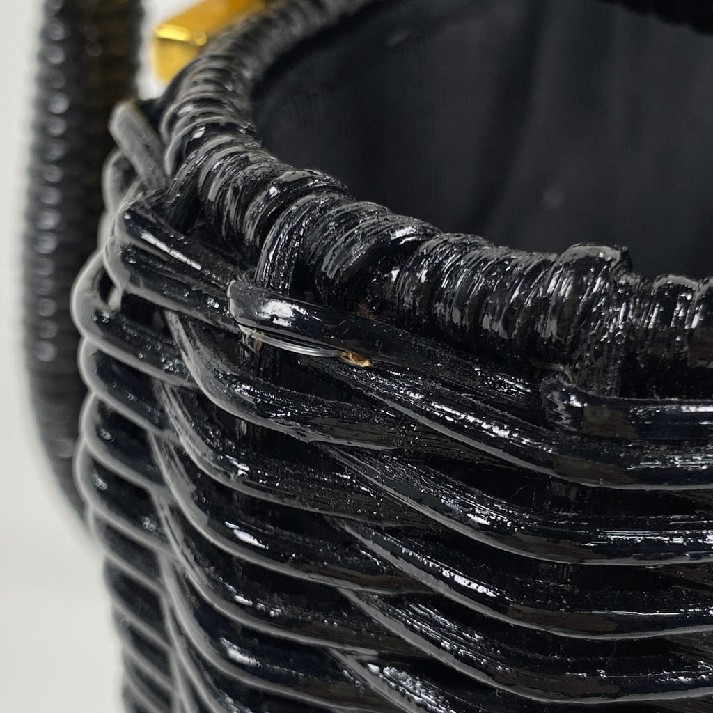 サルヴァトーレフェラガモ ガンチーニ ハンドバッグ かごバッグ 籐 ハンドバッグ ラタン ブラック 6174 レディース 【中古】brbag