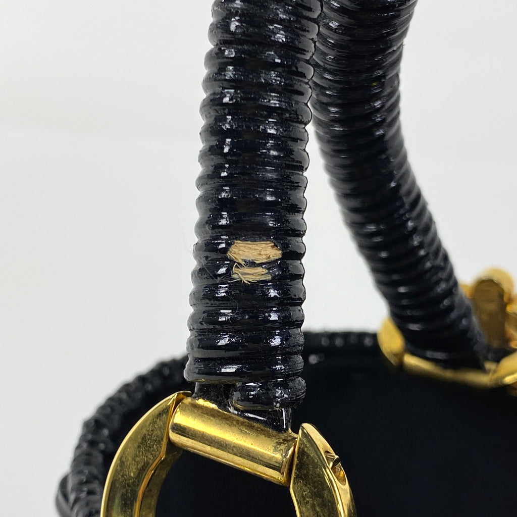 サルヴァトーレフェラガモ ガンチーニ ハンドバッグ かごバッグ 籐 ハンドバッグ ラタン ブラック 6174 レディース 【中古】brbag