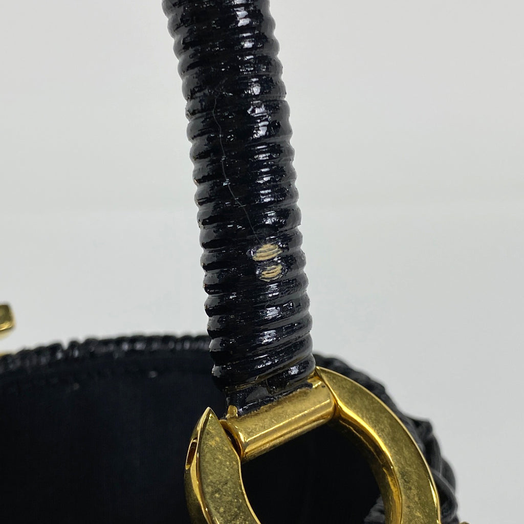 サルヴァトーレフェラガモ ガンチーニ ハンドバッグ かごバッグ 籐 ハンドバッグ ラタン ブラック 6174 レディース 【中古】brbag