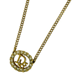 クリスチャンディオール ロゴ ラインストーン ネックレス GP ラインストーン ゴールド レディース 【中古】bracc