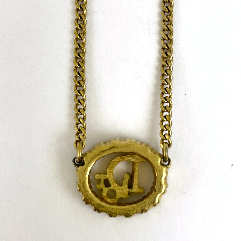 クリスチャンディオール ロゴ ラインストーン ネックレス GP ラインストーン ゴールド レディース 【中古】bracc