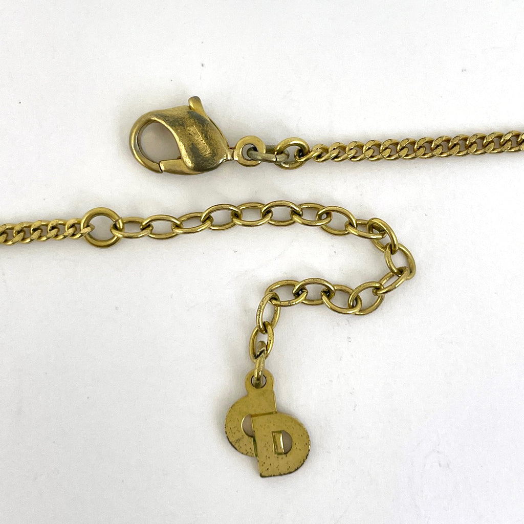 クリスチャンディオール ロゴ ラインストーン ネックレス GP ラインストーン ゴールド レディース 【中古】bracc