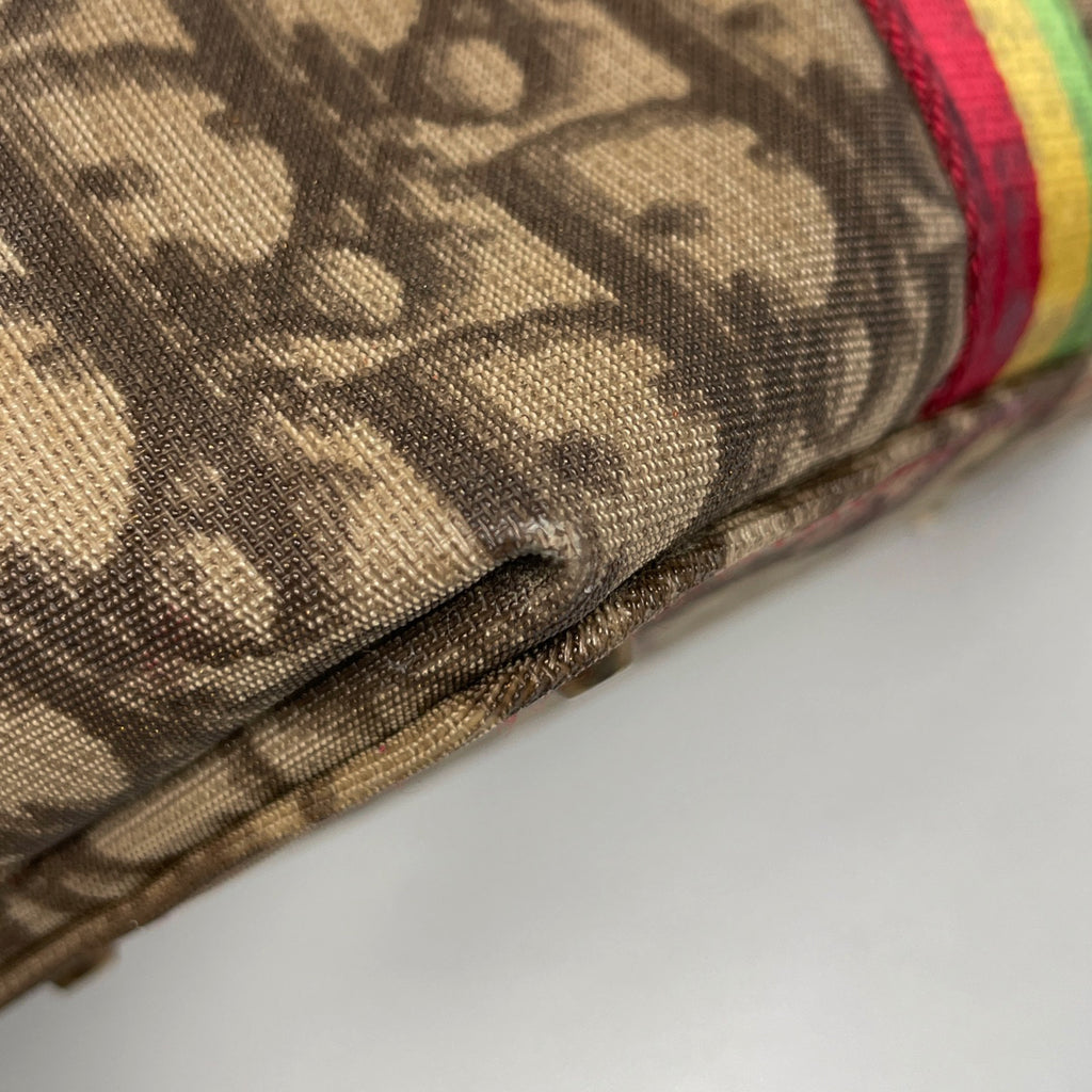 クリスチャンディオール トロッター柄 トートバッグ 肩掛け トートバッグ コーティングキャンバス ブラウン レディース 【中古】brbag