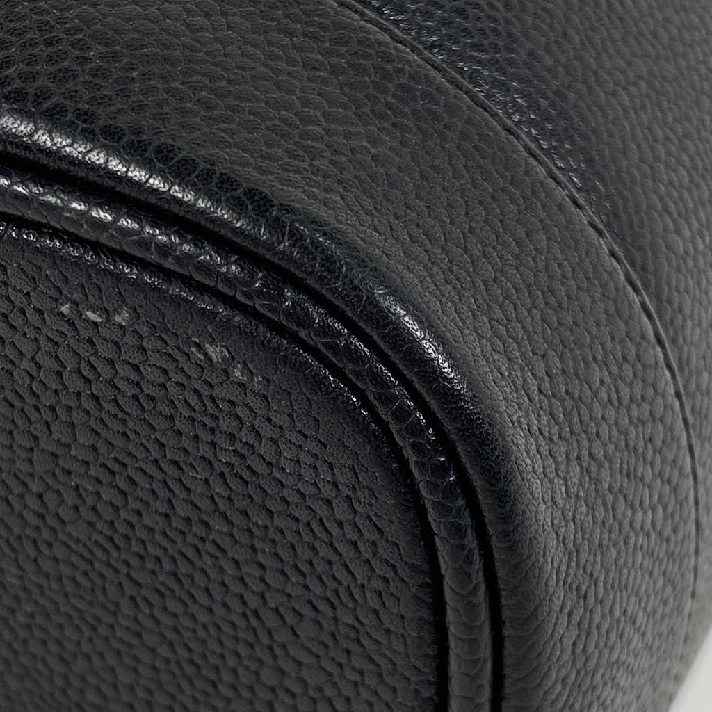 シャネル ココマーク バニティバッグ メイク コスメ 化粧ポーチ キャビアスキン ブラック レディース 【中古】brbag