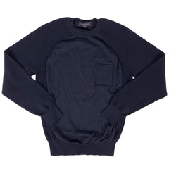 ルイ・ヴィトン ステープルズ エディション ニット ロゴ クルーネック セーター トップス ニット ウール ネイビー メンズ 【中古】brapp