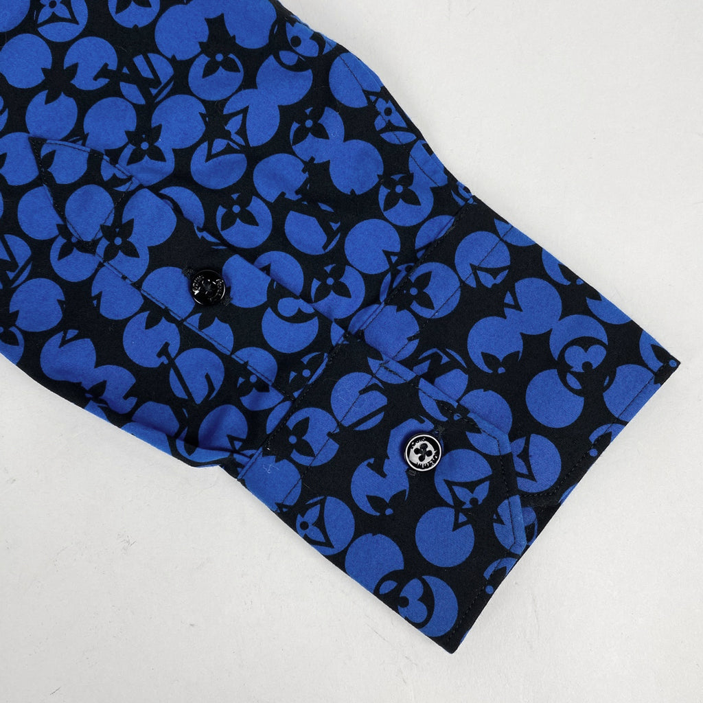 ルイ・ヴィトン パーフォレーテッド モノグラムパターン DNA 長袖シャツ 19AW LV トップス 長袖シャツ コットン ブルー ブラック メンズ 【中古】brapp