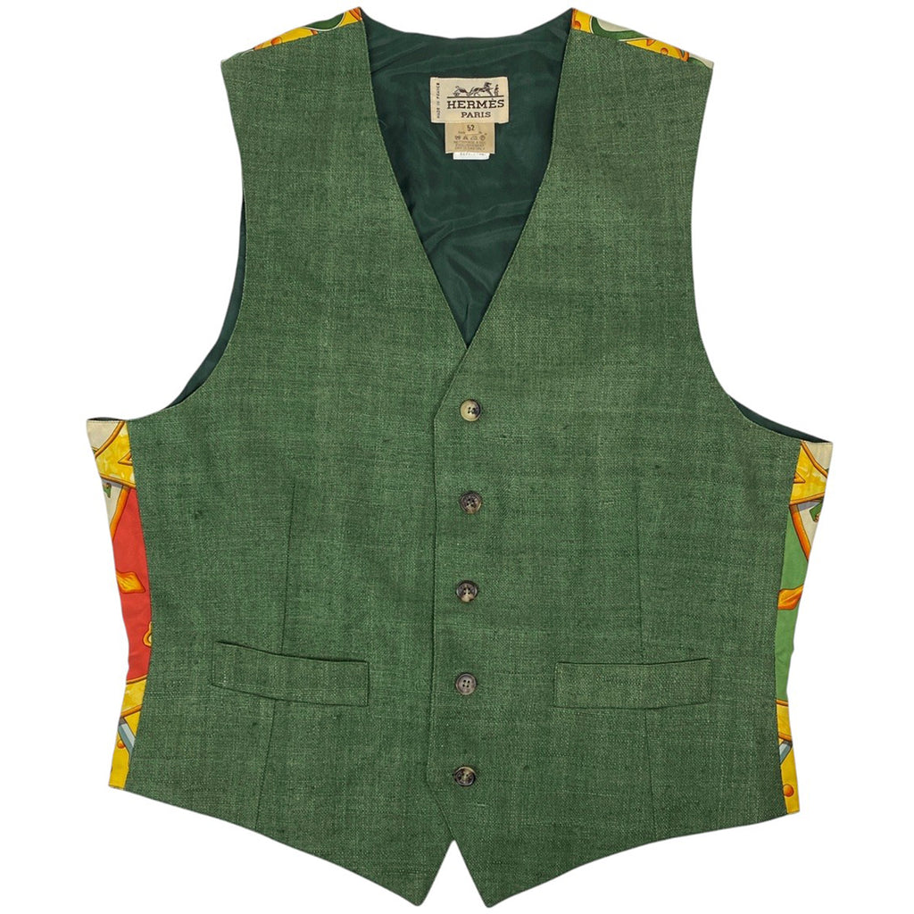 エルメス シルク ベスト ジレ CARPE DIEM トップス ベスト シルク グリーン マルチカラー メンズ 【中古】brapp