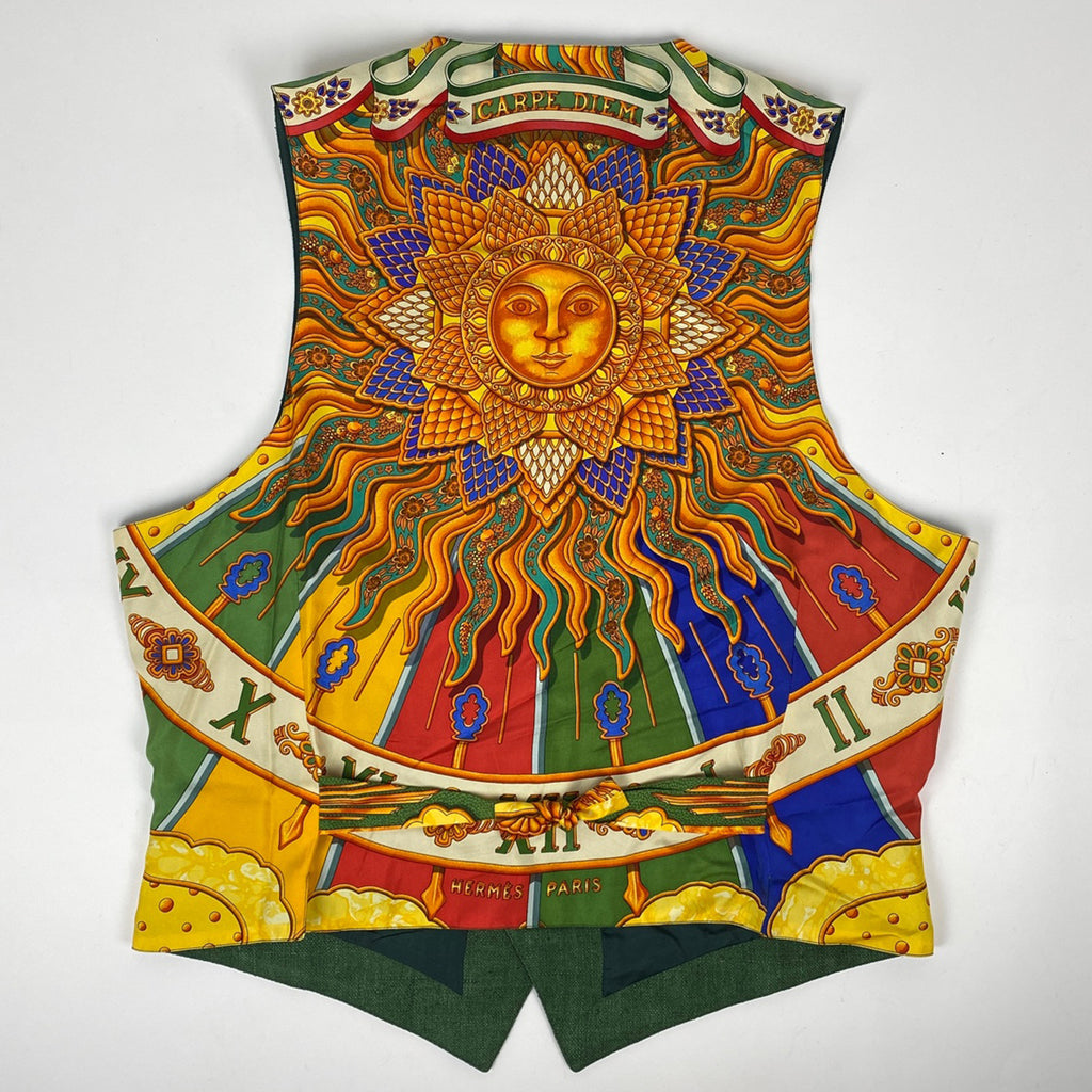 エルメス シルク ベスト ジレ CARPE DIEM トップス ベスト シルク グリーン マルチカラー メンズ 【中古】brapp