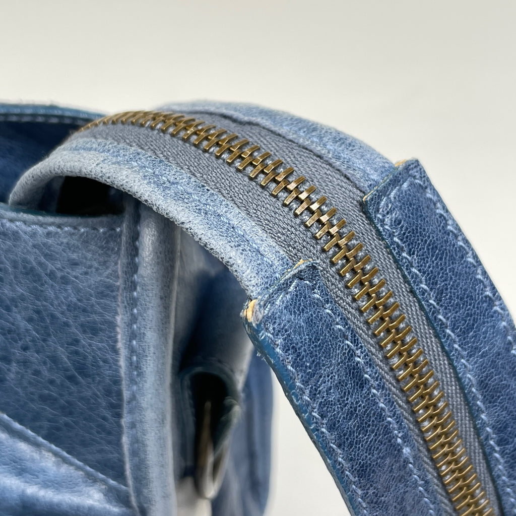 バレンシアガ ザ シティ 2WAY ショルダーバッグ クラシック ハンドバッグ レザー ブルー 115748 レディース 【中古】brbag