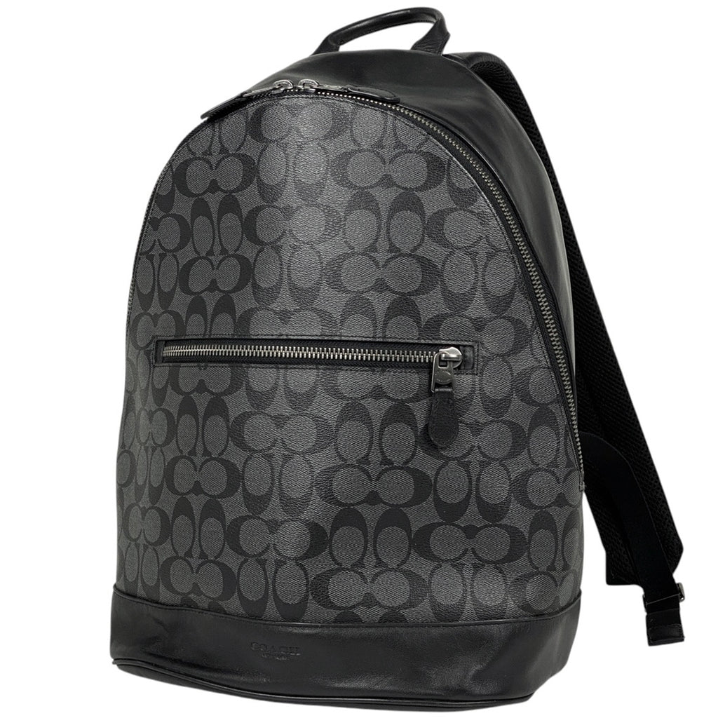 コーチ シグネチャー リュックサック ロゴ バックパック リュック コーティングキャンバス ブラック F78756 レディース 【中古】brbag