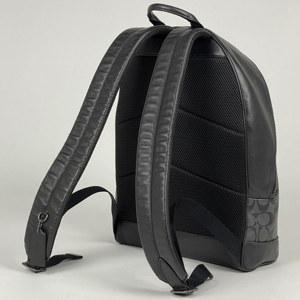 コーチ シグネチャー リュックサック ロゴ バックパック リュック コーティングキャンバス ブラック F78756 レディース 【中古】brbag