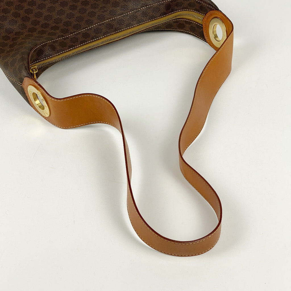 セリーヌ マカダム柄 ショルダーバッグ ワンショルダー サークルロゴ ショルダーバッグ コーティングキャンバス ブラウン レディース 【中古】brbag