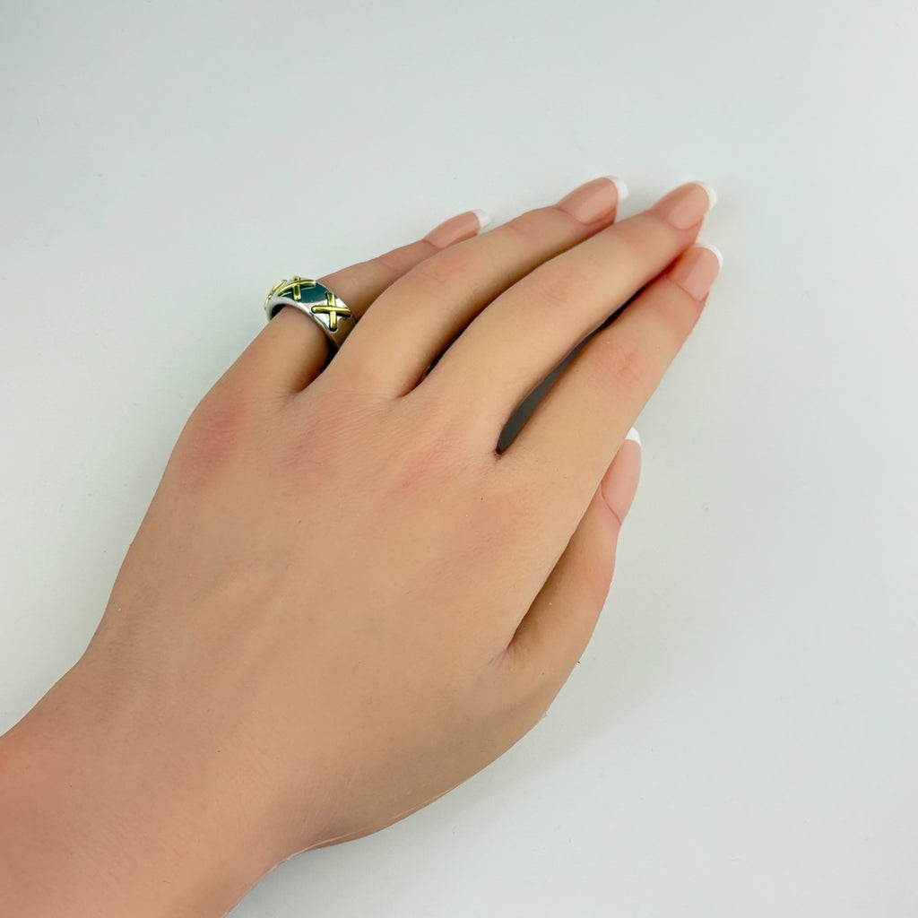 ウノアエレ デザインリング YG イエローゴールド 指輪 リング 11号 750 レディース ブランドジュエリー 【中古】brjwl