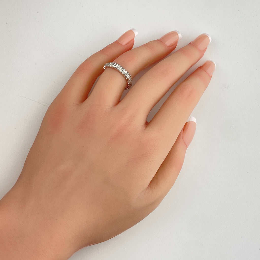 メレダイヤ デザインリング プラチナ 指輪 リング 11号 Pt900 ダイヤモンド レディース 【中古】nbjwl