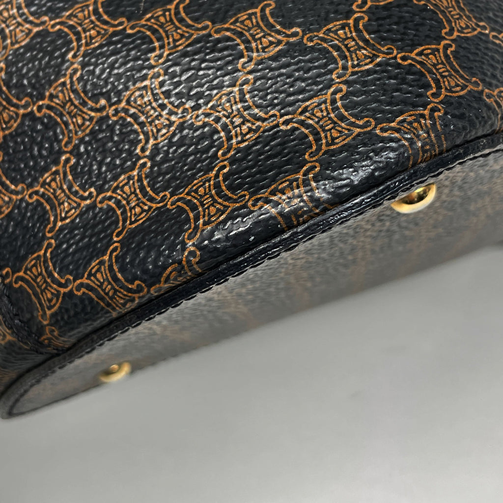 セリーヌ マカダム柄 ハンドバッグ 手提げ ハンドバッグ コーティングキャンバス ブラック レディース 【中古】brbag