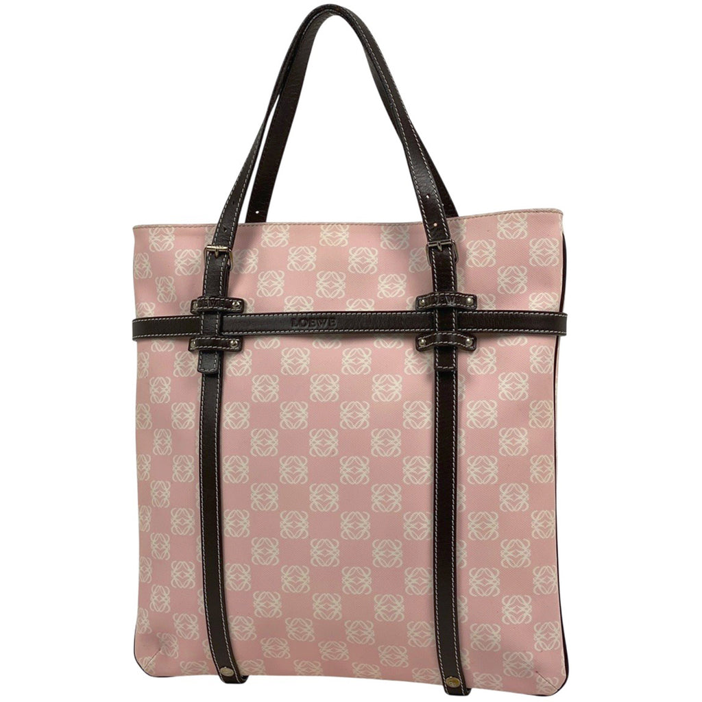 ロエベ アナグラム トートバッグ ハンドバッグ トートバッグ コーティングキャンバス ピンク ブラウン レディース 【中古】brbag