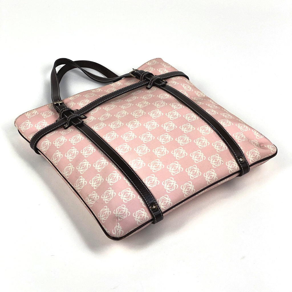 ロエベ アナグラム トートバッグ ハンドバッグ トートバッグ コーティングキャンバス ピンク ブラウン レディース 【中古】brbag