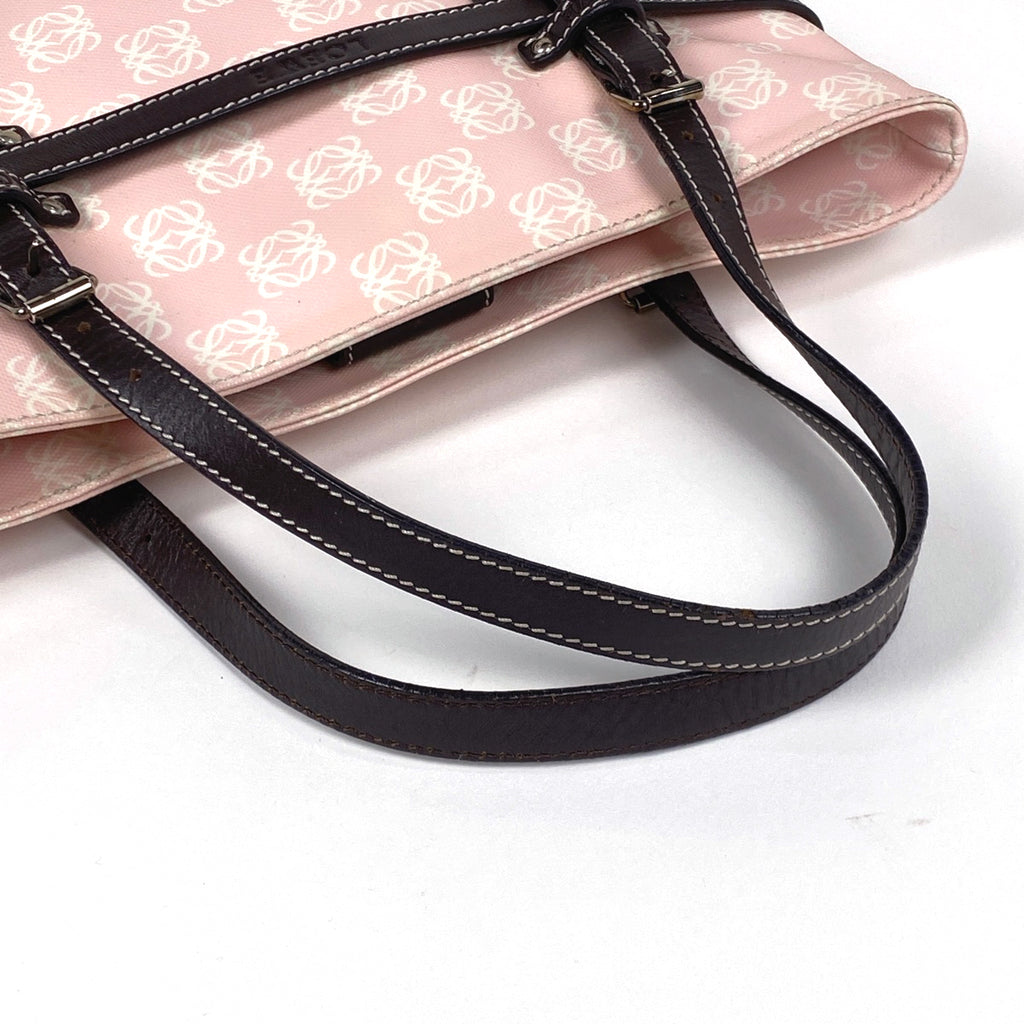 ロエベ アナグラム トートバッグ ハンドバッグ トートバッグ コーティングキャンバス ピンク ブラウン レディース 【中古】brbag