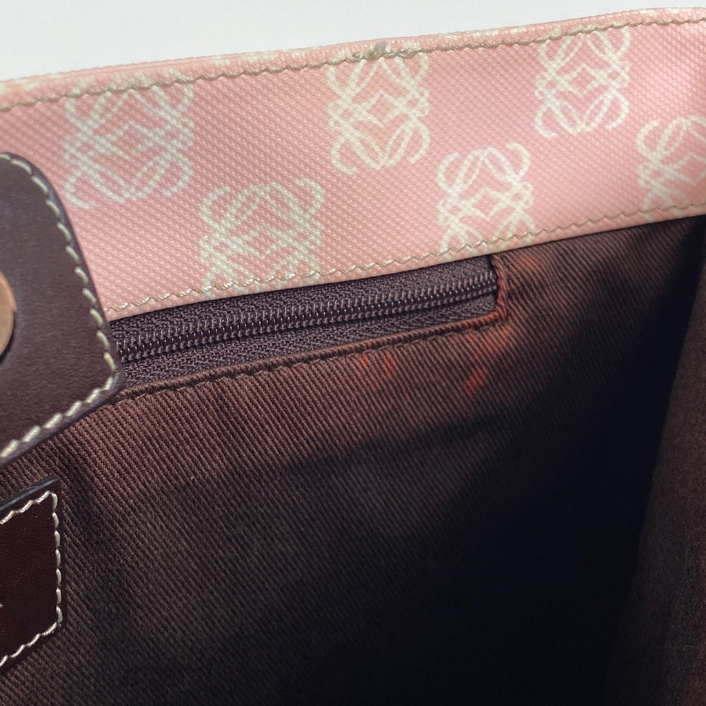 ロエベ アナグラム トートバッグ ハンドバッグ トートバッグ コーティングキャンバス ピンク ブラウン レディース 【中古】brbag