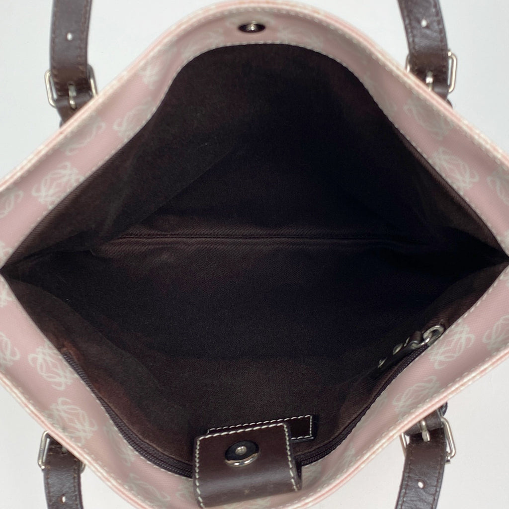 ロエベ アナグラム トートバッグ ハンドバッグ トートバッグ コーティングキャンバス ピンク ブラウン レディース 【中古】brbag