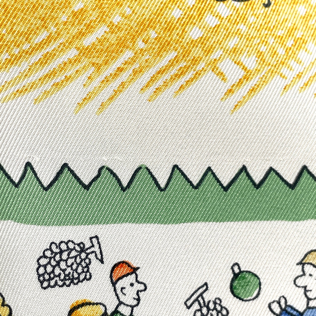 エルメス カレ 90 RETOUR A LA TERRE 故郷に帰る スカーフ シルク ライトブルー マルチカラー レディース 【中古】brbag