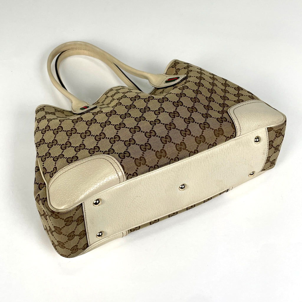 グッチ プリンシー トートバッグ リボン ショルダーバッグ シェリーライン ウェブ トートバッグ GGキャンバス ベージュ 163805 レディース 【中古】brbag