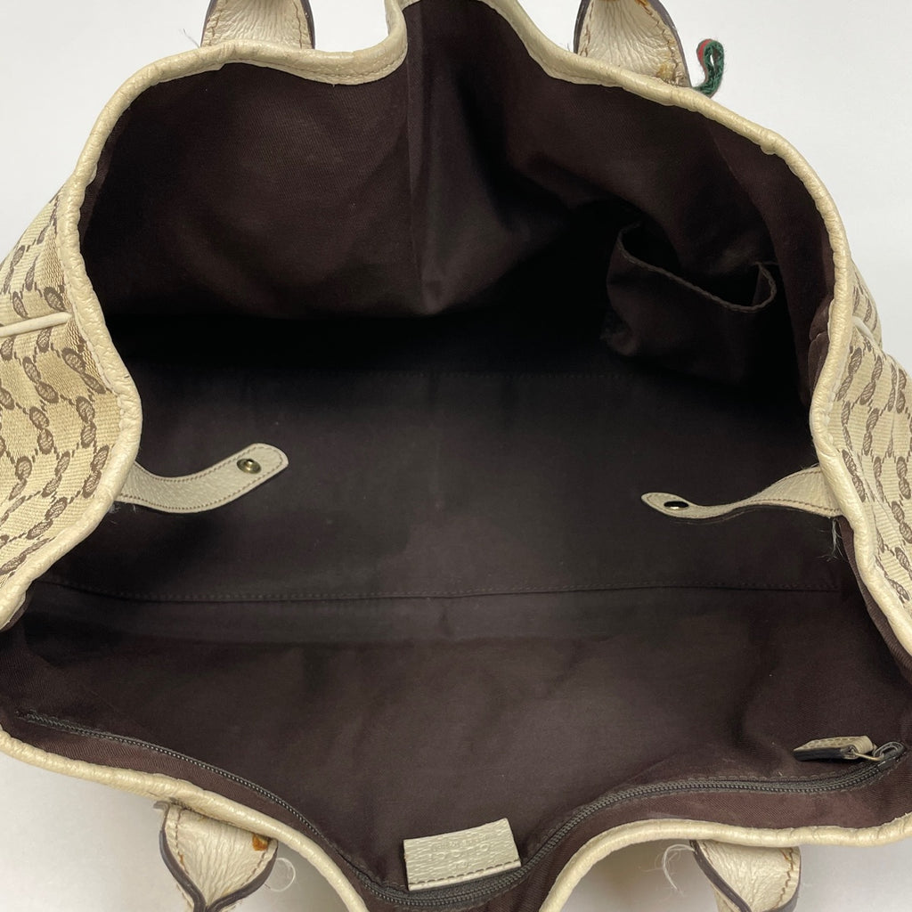 グッチ プリンシー トートバッグ リボン ショルダーバッグ シェリーライン ウェブ トートバッグ GGキャンバス ベージュ 163805 レディース 【中古】brbag