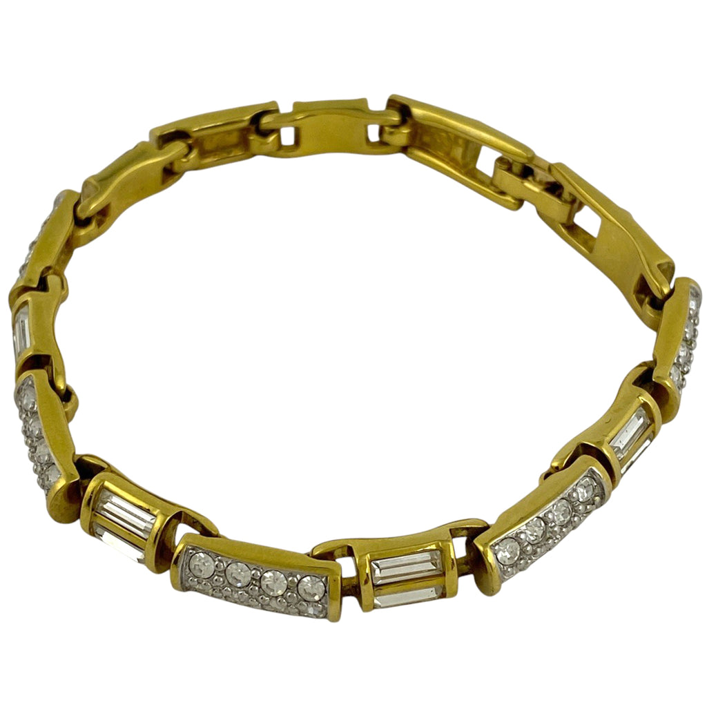 スワロフスキー クリスタル デザイン ブレスレット 腕輪 ブレスレット GP クリスタル ゴールド レディース 【中古】bracc