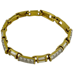 スワロフスキー クリスタル デザイン ブレスレット 腕輪 ブレスレット GP クリスタル ゴールド レディース 【中古】bracc