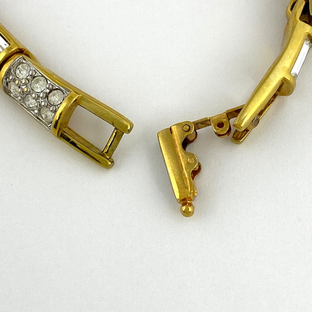 スワロフスキー クリスタル デザイン ブレスレット 腕輪 ブレスレット GP クリスタル ゴールド レディース 【中古】bracc