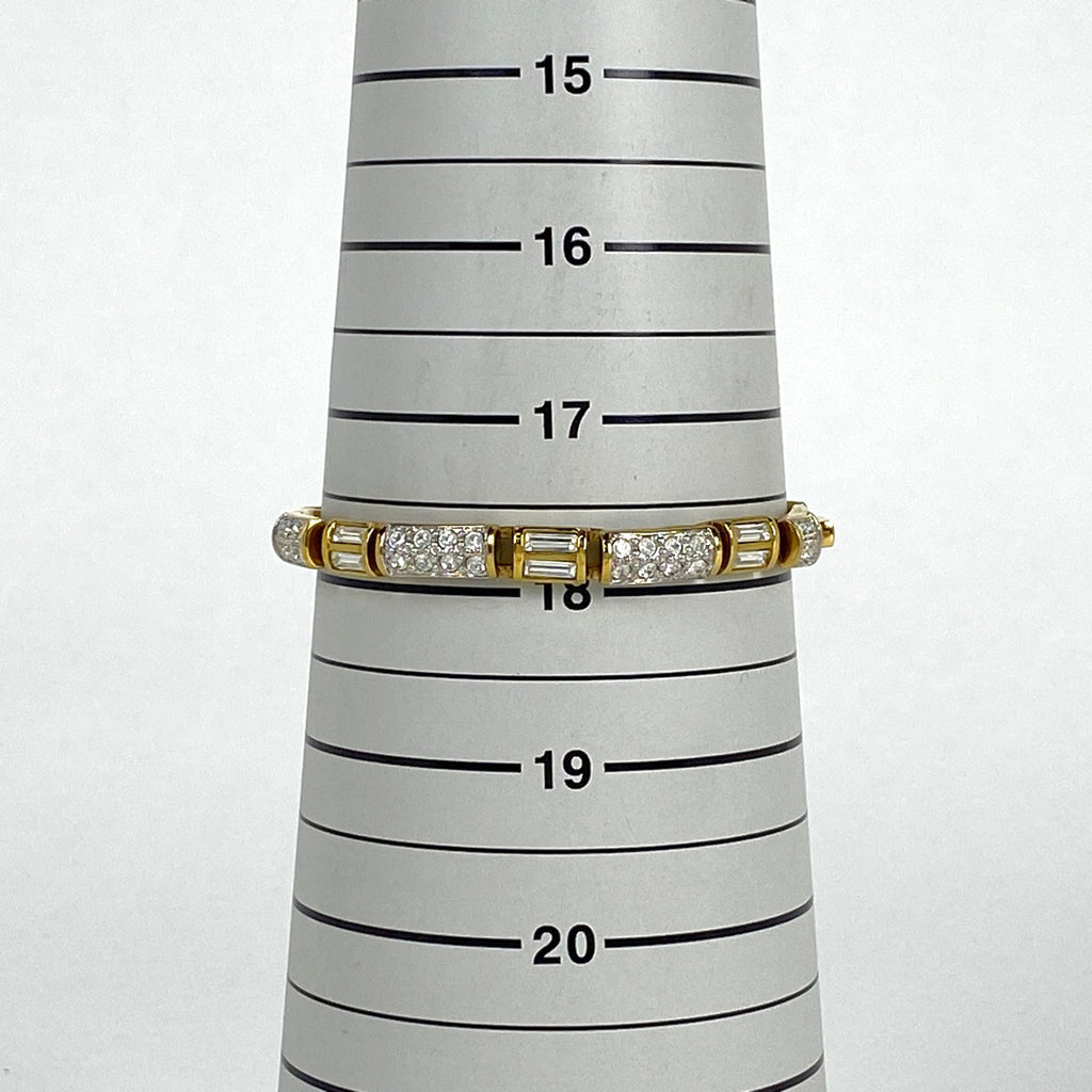 スワロフスキー クリスタル デザイン ブレスレット 腕輪 ブレスレット GP クリスタル ゴールド レディース 【中古】bracc