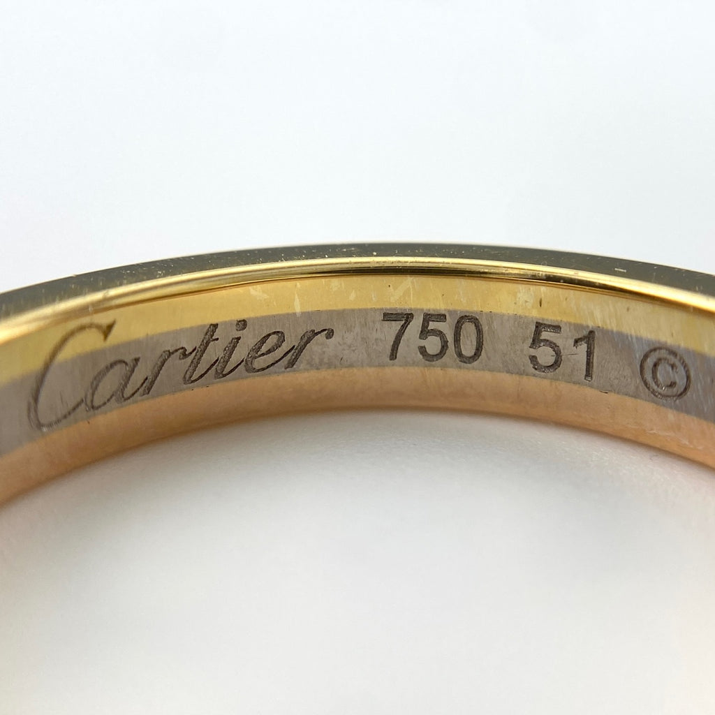 カルティエ スリーリング YG イエローゴールド 指輪 メレダイヤ スリーカラー リング 11号 750 ダイヤモンド レディース 【中古】brjwl