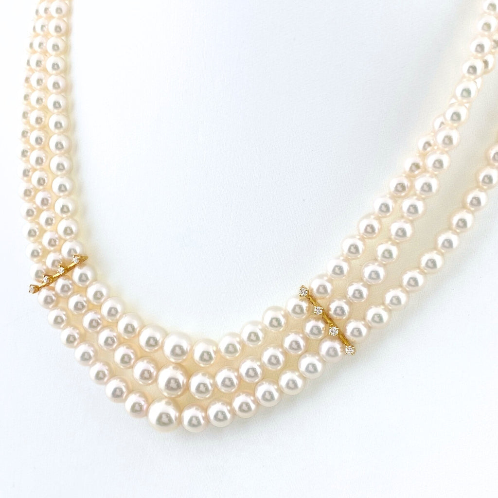 ミキモト パール デザインネックレス YG イエローゴールド 真珠 メレダイヤ ネックレス K18 パール レディース 【中古】brjwl