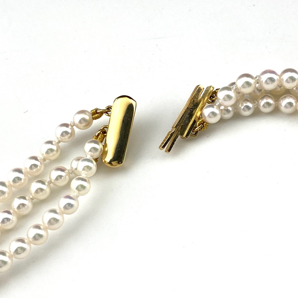 ミキモト パール デザインネックレス YG イエローゴールド 真珠 メレダイヤ ネックレス K18 パール レディース 【中古】brjwl