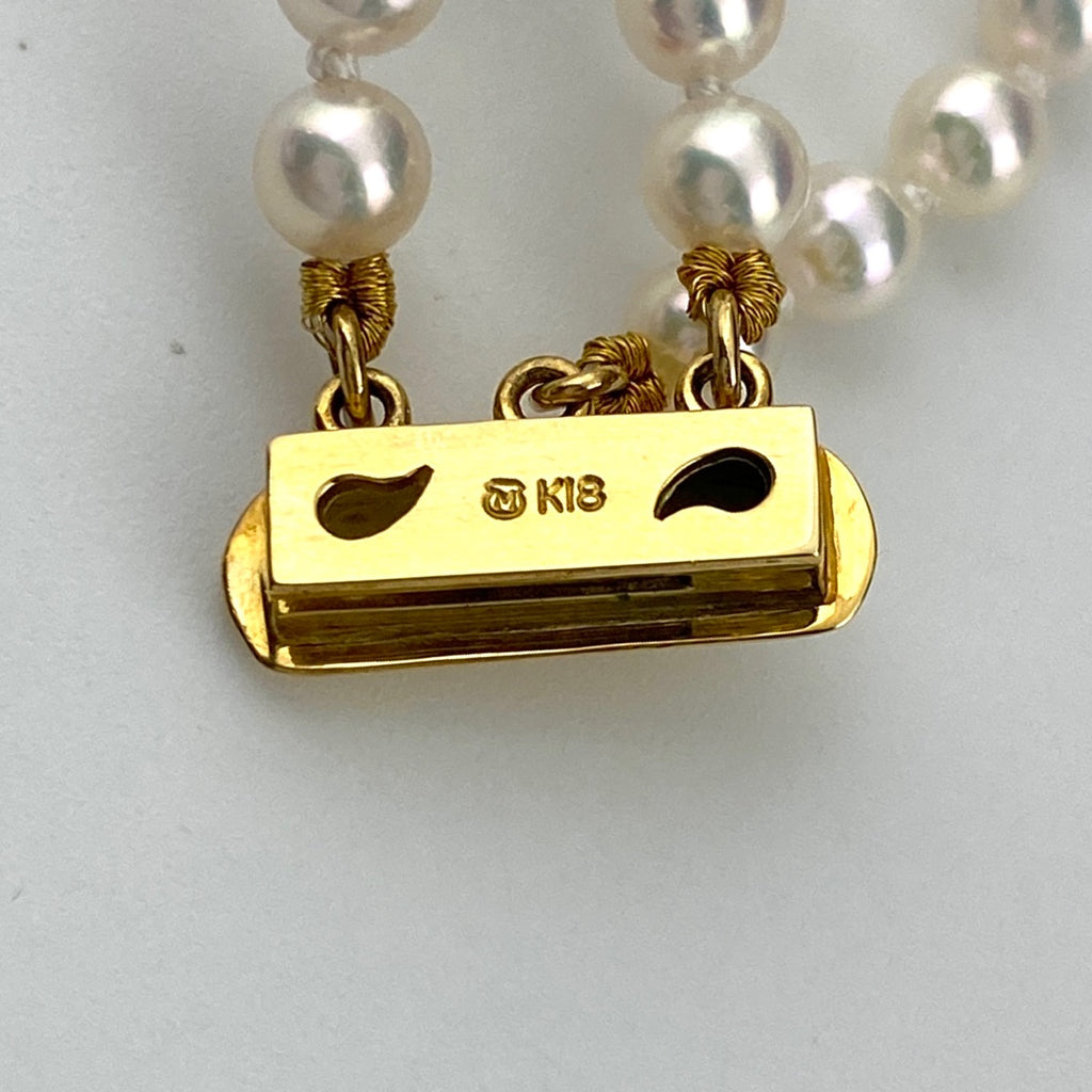 ミキモト パール デザインネックレス YG イエローゴールド 真珠 メレダイヤ ネックレス K18 パール レディース 【中古】brjwl