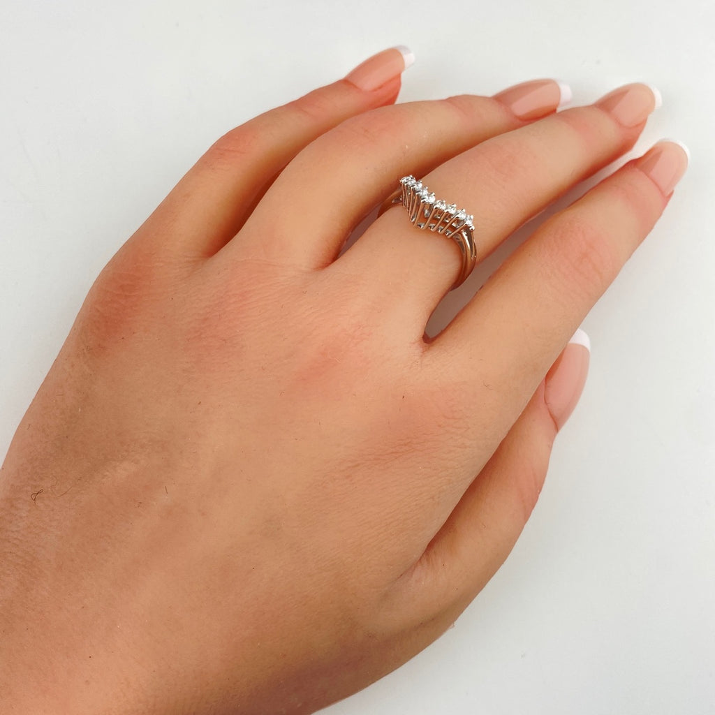 メレダイヤ デザインリング プラチナ 指輪 リング 14号 Pt900 ダイヤモンド レディース 【中古】nbjwl