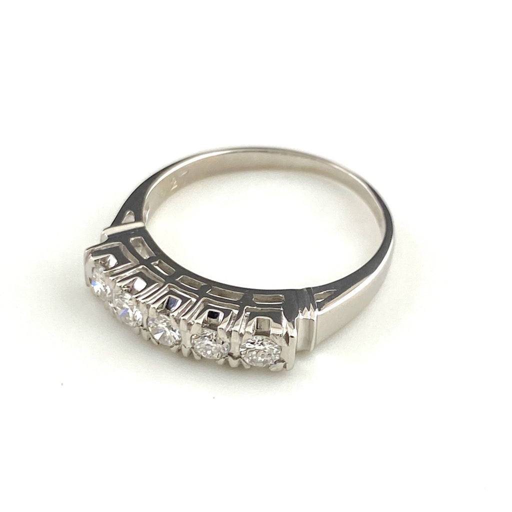 メレダイヤ デザインリング プラチナ 指輪 リング 8.5号 Pt850 ダイヤモンド レディース 【中古】nbjwl