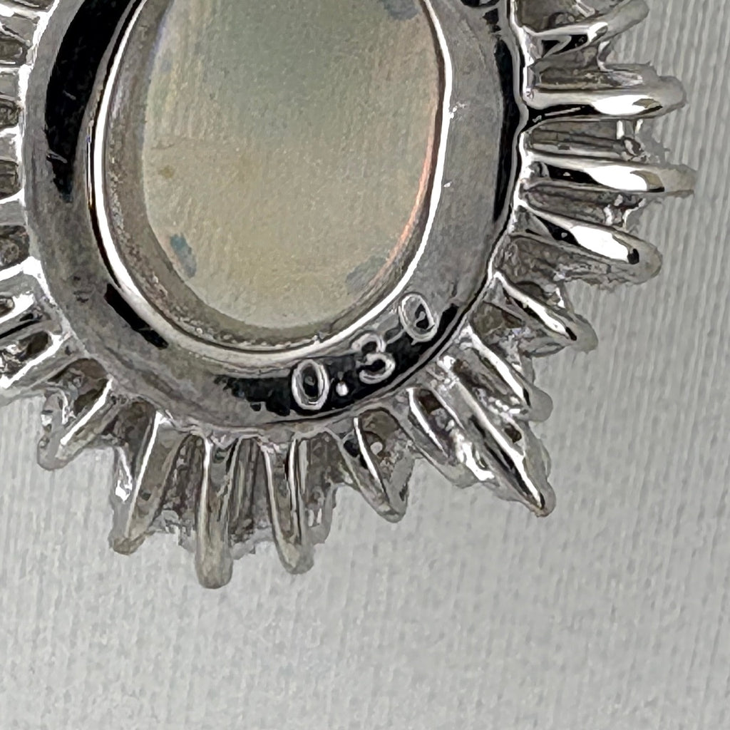 オパール デザインネックレス プラチナ ペンダント メレダイヤ ネックレス Pt900 Pt850 ダイヤモンド レディース 【中古】nbjwl