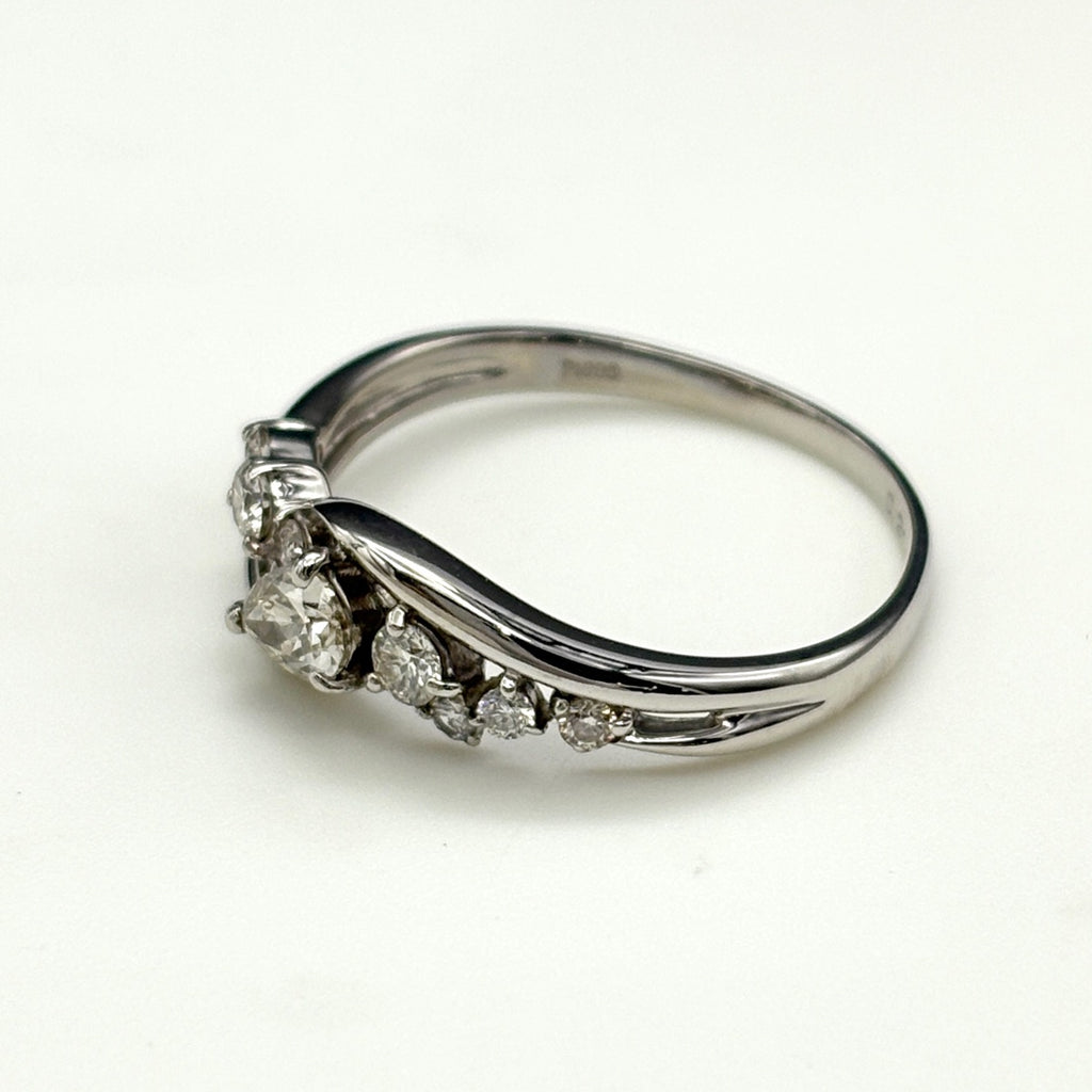 ダイヤモンド デザインリング プラチナ 指輪 メレダイヤ リング 15号 Pt900 ダイヤモンド レディース 【中古】nbjwl