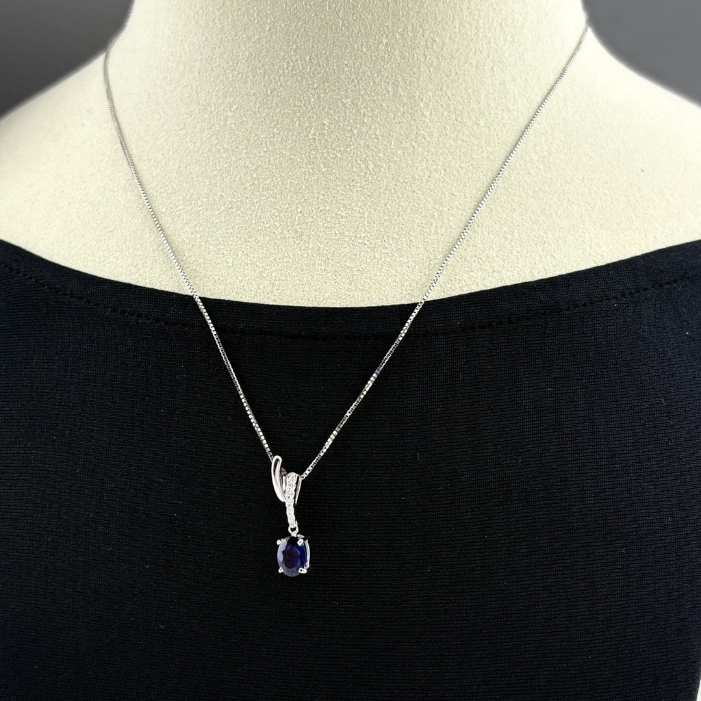 サファイア デザインネックレス WG ホワイトゴールド ペンダント ネックレス K18 WG ダイヤモンド レディース 【中古】nbjwl