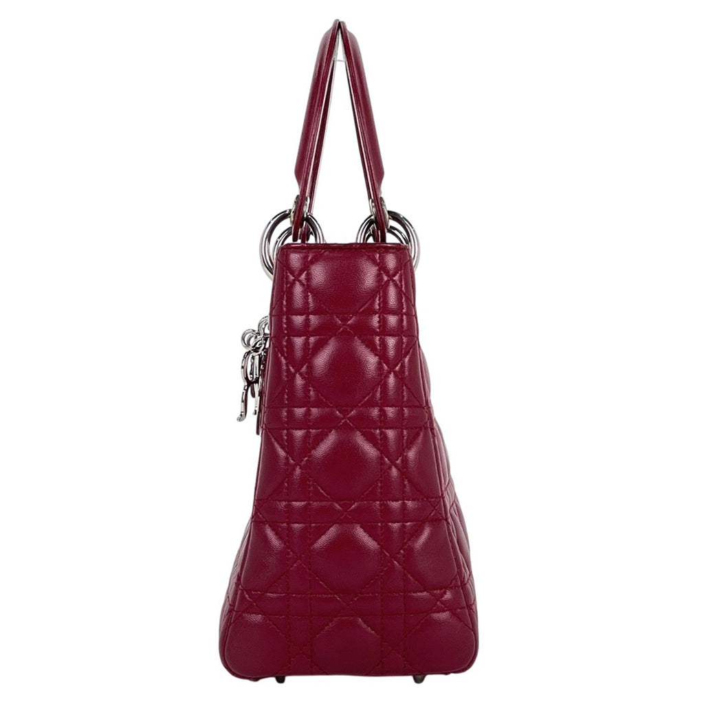 クリスチャンディオール レディディオール カナージュ 2WAY ショルダーバッグ ミディアム ハンドバッグ レザー レッド レディース 【中古】brbag