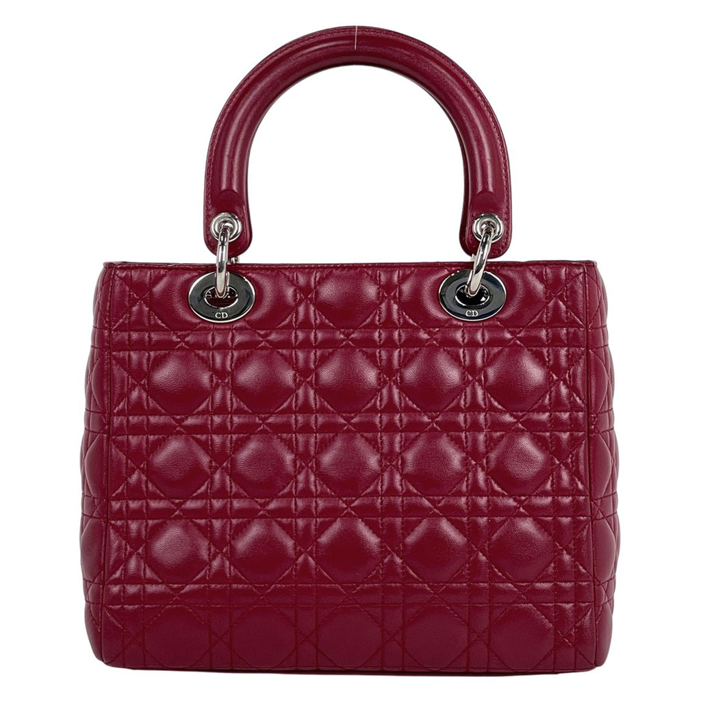 クリスチャンディオール レディディオール カナージュ 2WAY ショルダーバッグ ミディアム ハンドバッグ レザー レッド レディース 【中古】brbag