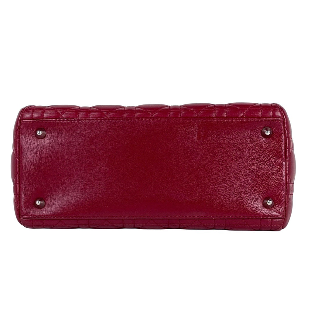 クリスチャンディオール レディディオール カナージュ 2WAY ショルダーバッグ ミディアム ハンドバッグ レザー レッド レディース 【中古】brbag