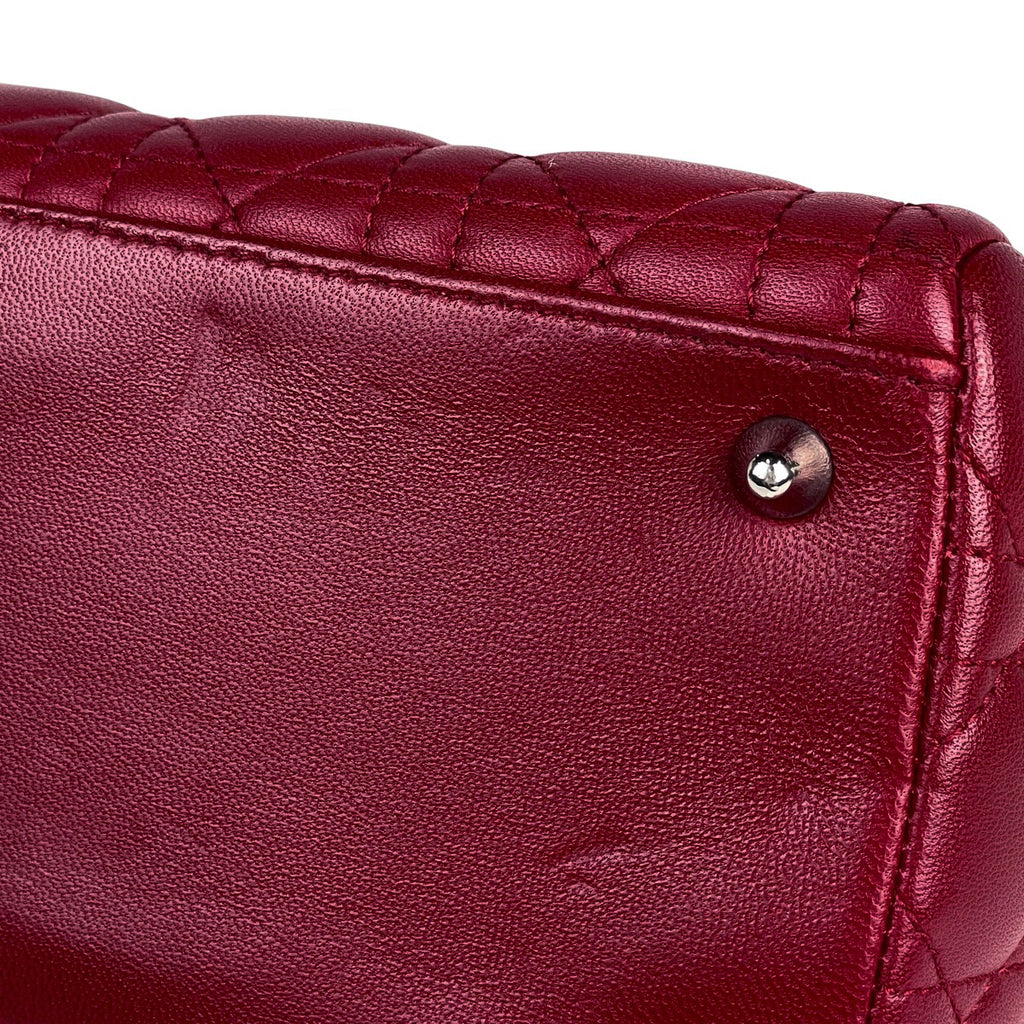 クリスチャンディオール レディディオール カナージュ 2WAY ショルダーバッグ ミディアム ハンドバッグ レザー レッド レディース 【中古】brbag