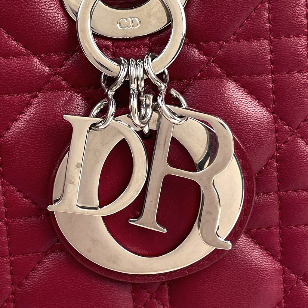 クリスチャンディオール レディディオール カナージュ 2WAY ショルダーバッグ ミディアム ハンドバッグ レザー レッド レディース 【中古】brbag